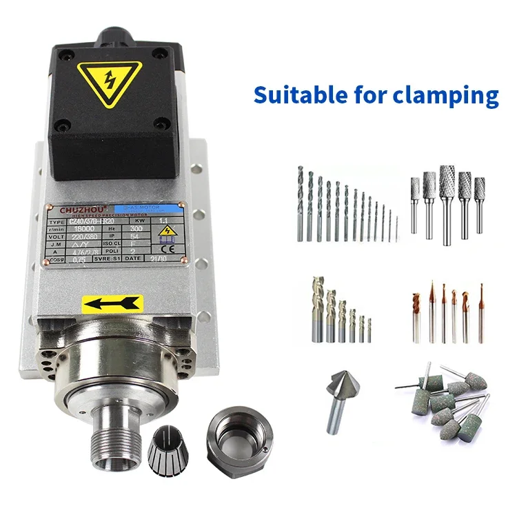 Cnc Mill Spindle Motor Er20 2.2KW Air Cooled CNC Router Machine Square Spindle Motor With 380V 220V 18000rpm