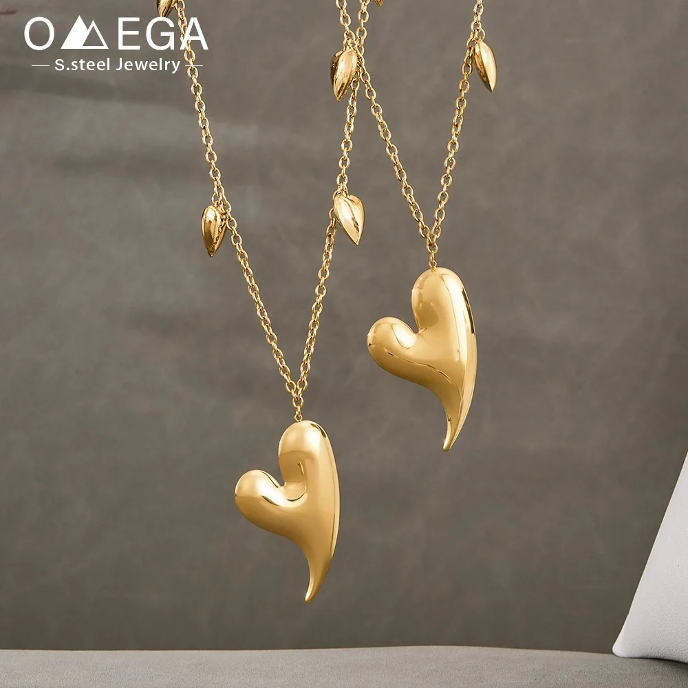80 см ожерелье с подвеской в виде сердца из нержавеющей стали для женщин, 18-каратное позолоченное свитер-цепочка, длинные очаровательные ожерелья, изысканные ювелирные изделия, подарок 80 см ожерелье с подвеской в виде сердца из нержавеющей стали для женщин, 18-каратное позолоченное свитер-цепочка, длинные очаровательные ожерелья, изысканные ювелирные изделия, подарок