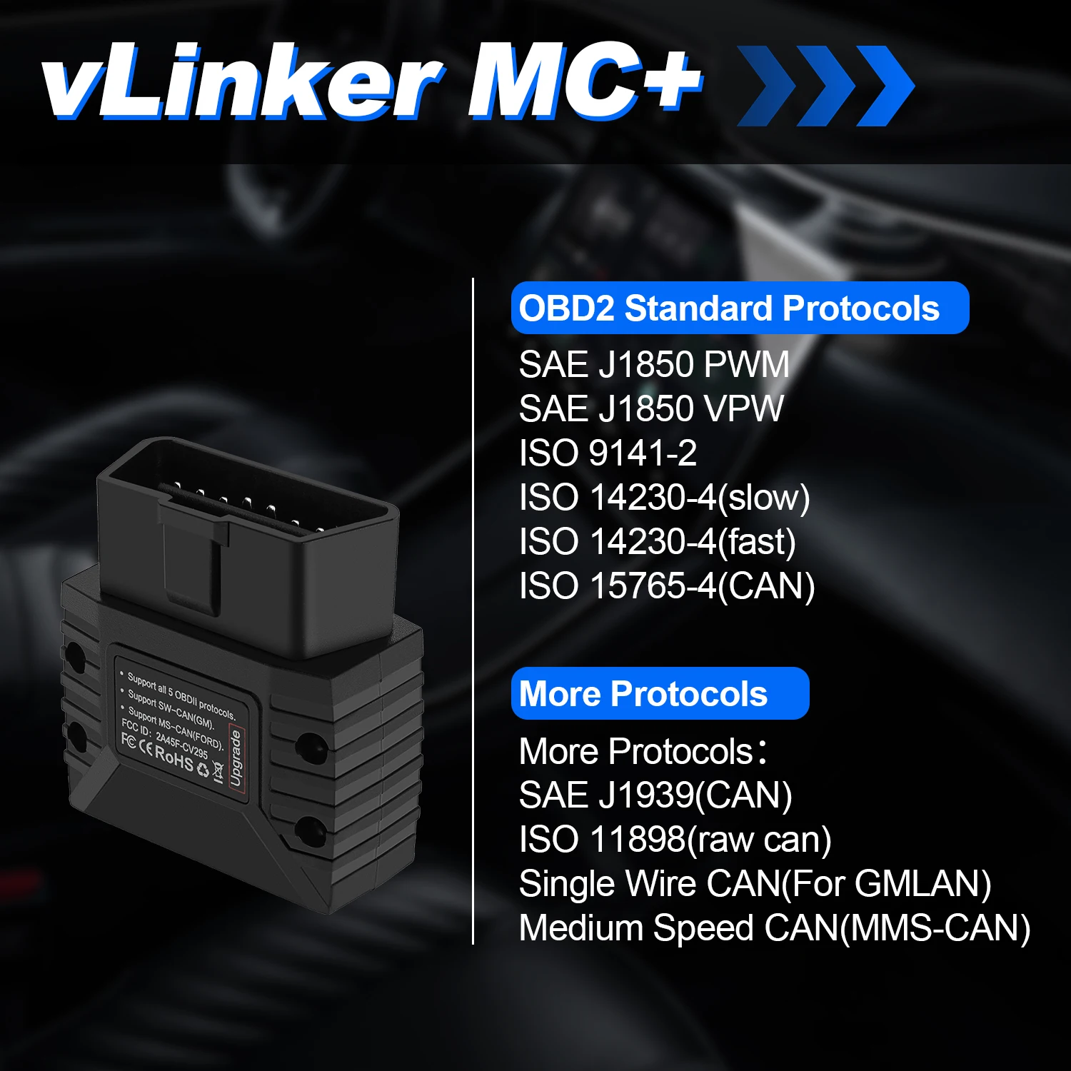 

Новая версия корпуса VLinker MC + ELM327 V2.2 Bluetooth3.0/4,0 OBD2 ELM 327 Wi-Fi автомобильный диагностический сканер OBD2