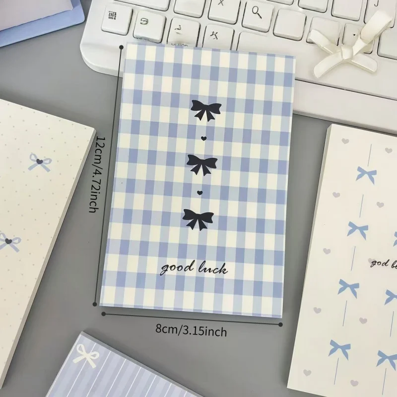 50Pages/book Blue Bow A7 Notepad，Portable Memo Pad Message Notebooks for Student office