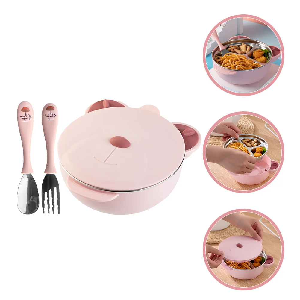 Fork Spoon Stainless Steel Dinner Plate Baby Bowls Toddler Cup Spoons Tableware