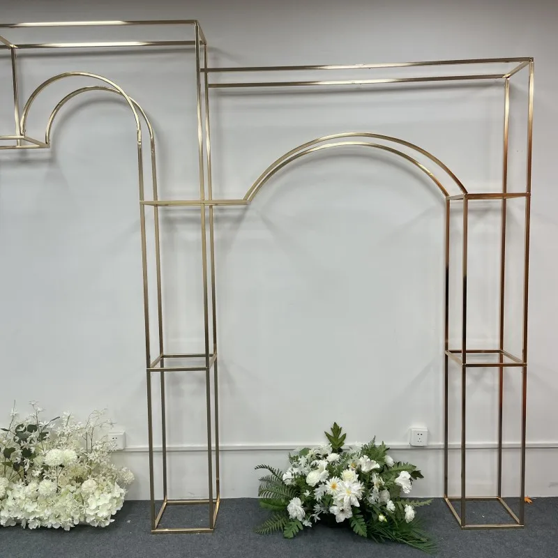 

Event Party Decoration Metal Wedding Back Drop Frame Gold Arch Backdrop for Wedding Heart Flower Arch Frame Stage Props