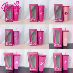 710Ml Barbie Straw Water Cups Anime Portable Water Cup High-Capacity Coffee Cola Cup Woman Office Water Bottle Birthday Present