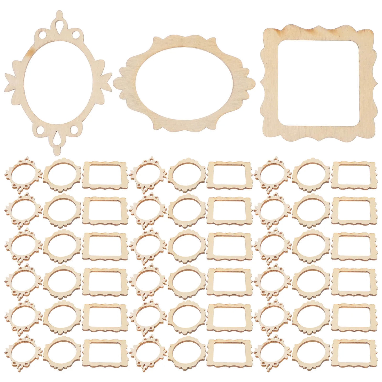 

60Pcs Wooden Cutouts Unfinished Wood Slices DIY Crafts Supplies Smooth Surface for Painting Coloring DIY Handmade Decorations