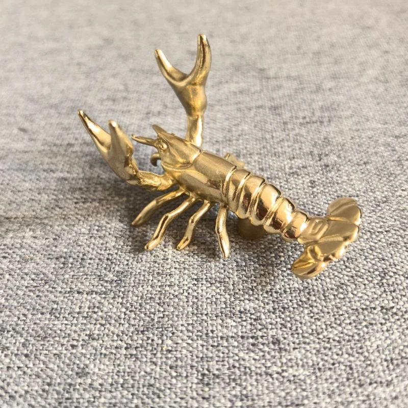 Brass Marine Organism Handle Lobster Cabinet Wine Cabinet Shoe Door Drawer Furniture Kitchen Handle Side Panel Knob Hardware