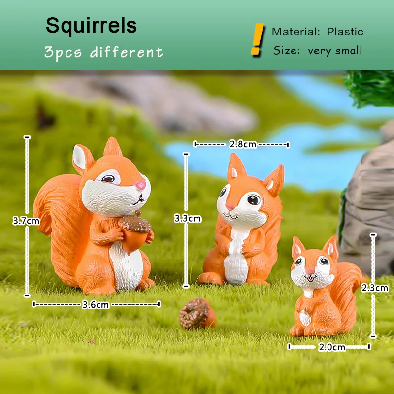 Forest Simulated Squirrel Miniature Figurine Cartoon Animal Character Fairy Garden Home  Ornament Desk Decoration DIY Accessory - view 5