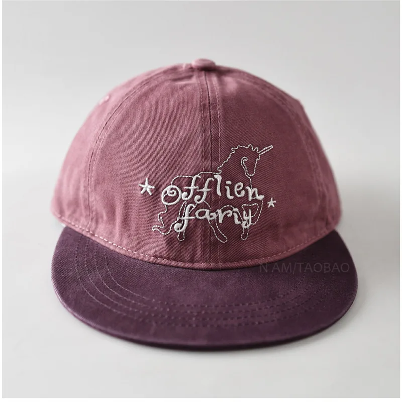 Unstructured Two Tone Flat Brimbaseball Cap Unisex Dad Hat with Unicorn Embroidery for Men Women Everyday Wear