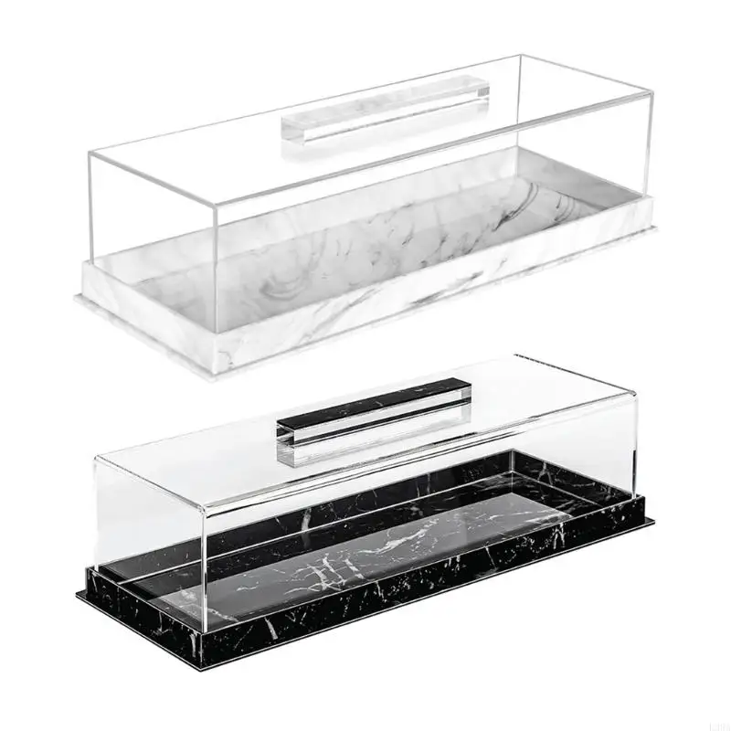

L38A Rectangular Dessert Serving Tray with Clear Lid Acrylic Cake Display Box Cake Storage Tray for Professional and Home Use