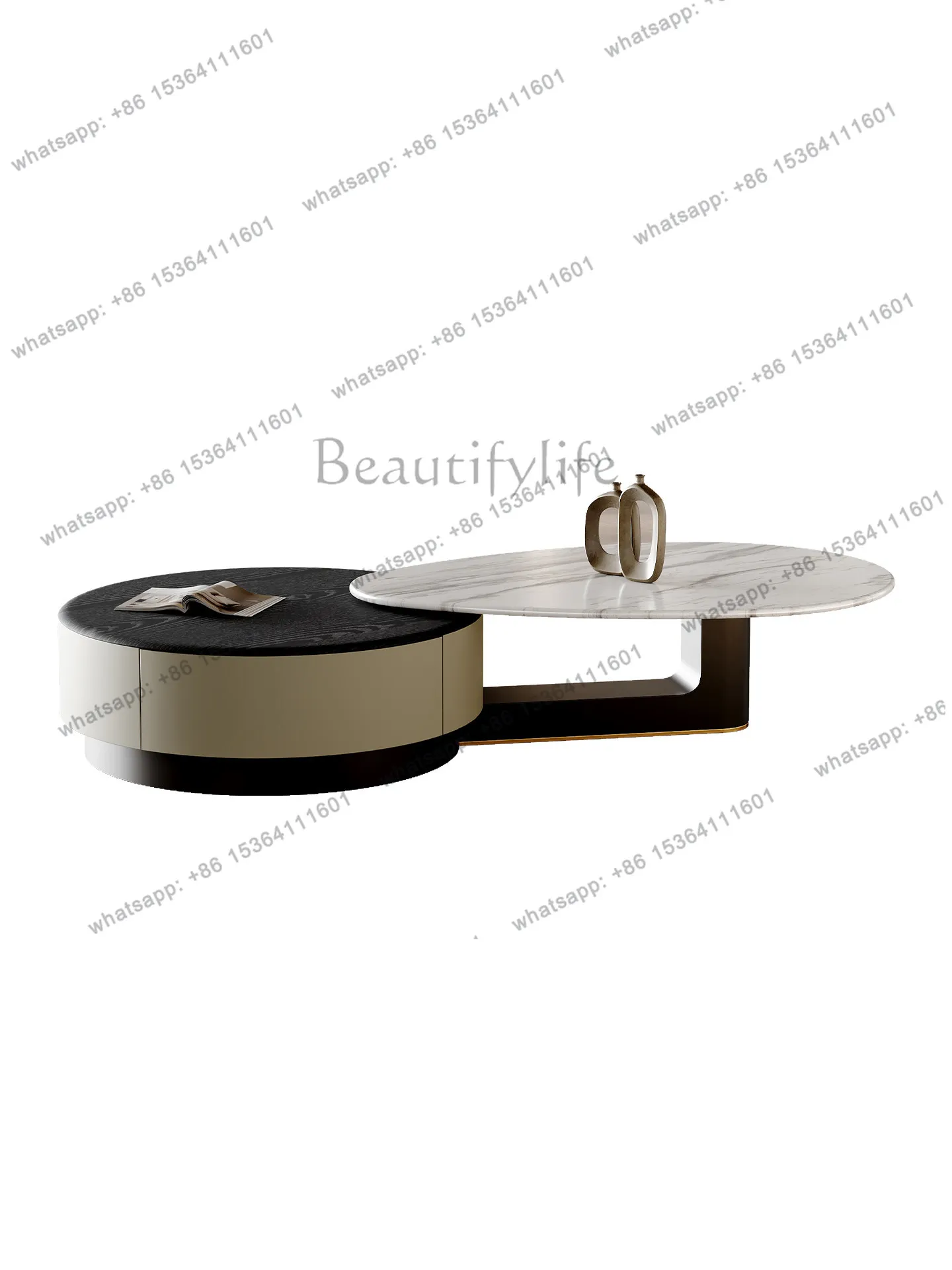 Retractable coffee table storage living room simple Italian marble coffee table for home use