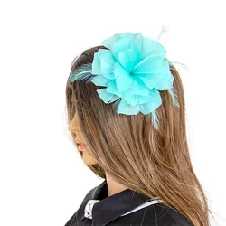 1 Pieces Fascinating Women Dark Green Feather Flower Bride Hair Clip Accessories Wedding Hair Appliques Holiday Plume Headpiece