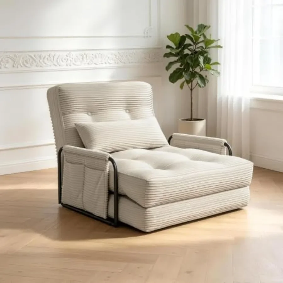 Futon Sofa Bed, Convertible Folding Sofa Bed for Small Spaces, Gray Fabric Boneless Couch with Memory Foam Cushion, Easy Setup