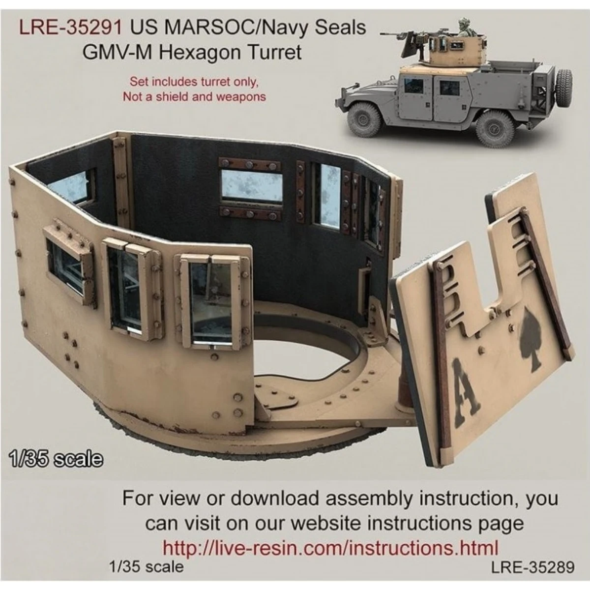 1/35 resin unpainted model kit, US Navy SEAL GV-M hexagonal turret (with protective shield) unassembled and unpainted GK