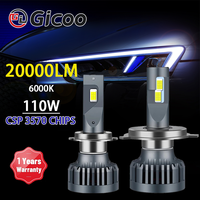 GICOO High Power 20000LM Led Car Headlight 6000K Super Bright H4 H7 9007 9004 880 9012 5202 H1 H3 HB3 HB4 Auto Headlamp