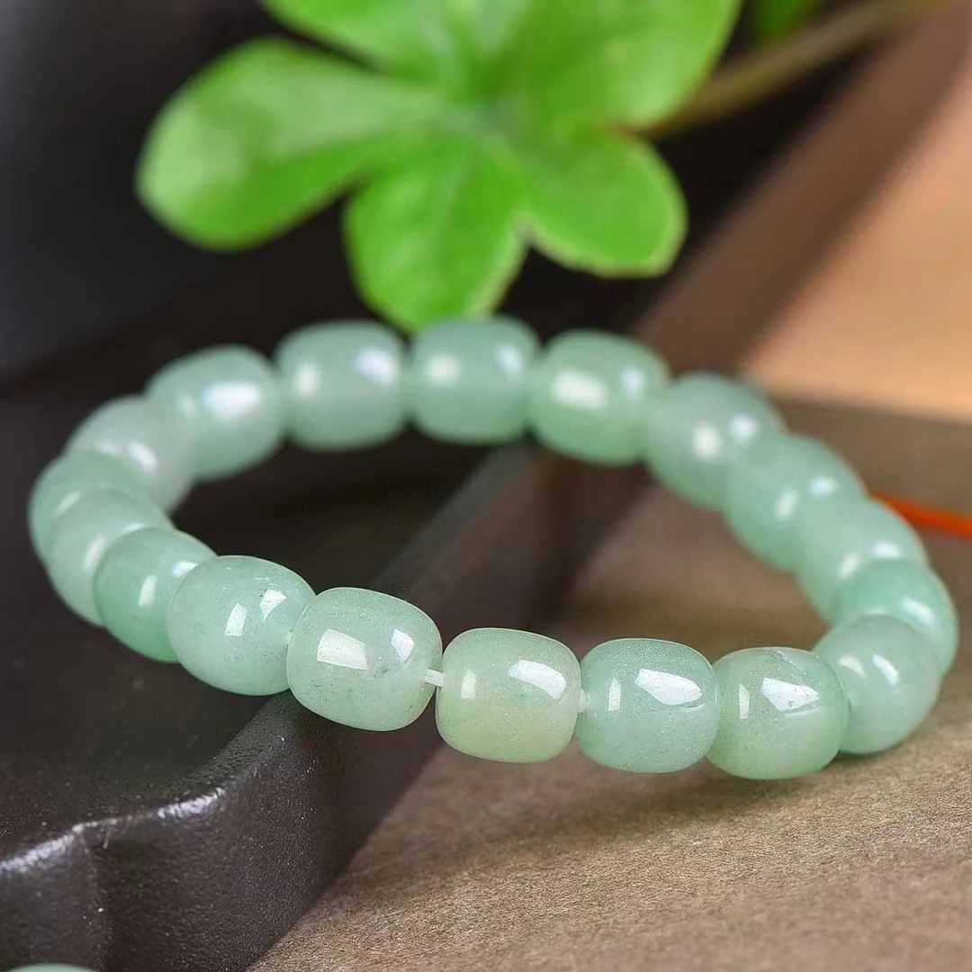 Aventurine Jade Apple Beads Hand Chain Natural Green Stone Bracelet Womens Elastic Bangle Jewelry Stylish Gemstone Accessories