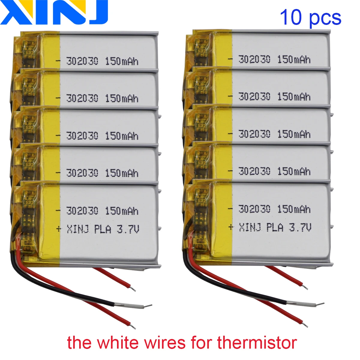 10pcs 3.7V 150mAh 0.555Wh Thermistor 3 Wires PolymerRechargeable Lithium Li  Battery 302030 For Sat Nav GPS Mp4 Camera 032030