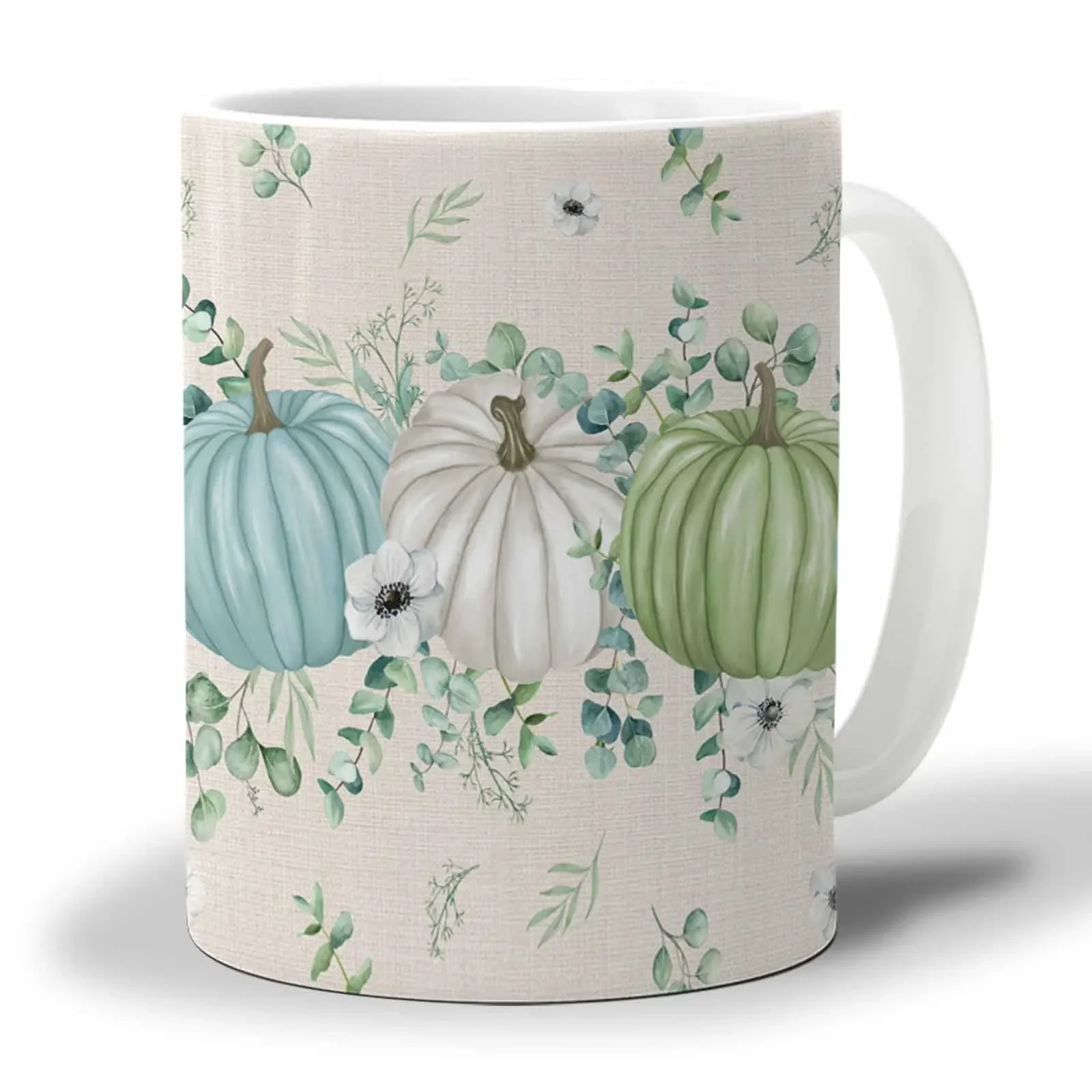 Drinkware Blue Green Pumpkin Eucalyptus Leaves Coffee Cups Ceramic Mugs Free Shipping Custom Cup Personalized Mug Kitchen Dining