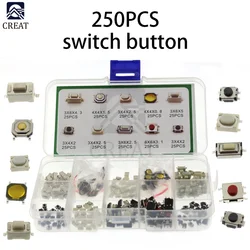 250Pcs/Box 10 Kinds Car Remote Control Key Touch Switches Micro Momentary Tact Tactile Patch Button Switch Assortment Kit