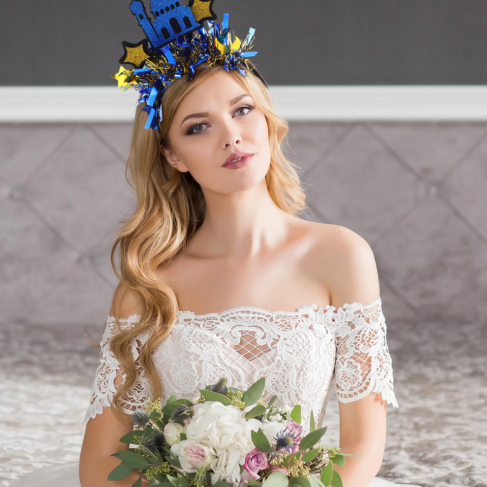 

Ramadan Headband Women Star Castle Design Glitter Festival Party Hair Accessory Adjustable Bridal Headdress Eid Mubarak