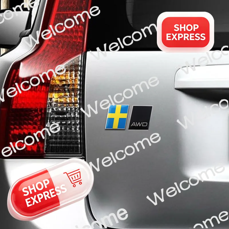 Aluminium R AWD Inscription Swedish Flag OCEAN Sweden Crown for S60 S90 S80 XC60 XC90 XC40 car Rear Decal Emblem Badge Sticker