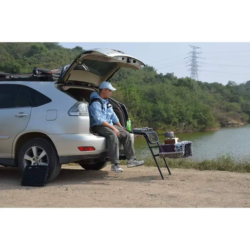 Foldable Tire Step Ladder Multi-Purpose Trunk Camping Table Car Trunk Portable Tire Ladder with Extension Kit for Outdoor