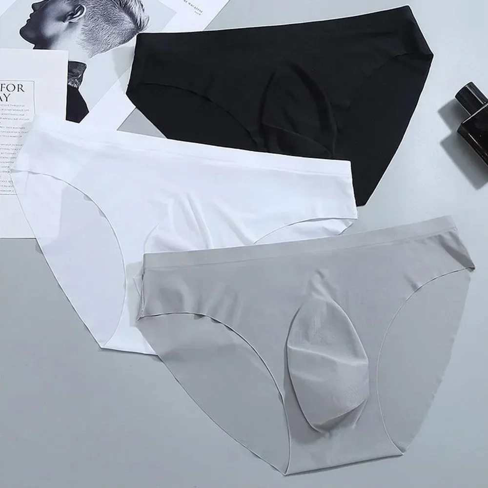 Sous-vêtements sexy en poudres U-convexe pour hommes, slips sans couture, taille moyenne, semi-transparent, respirant, lingerie masculine, culotte,