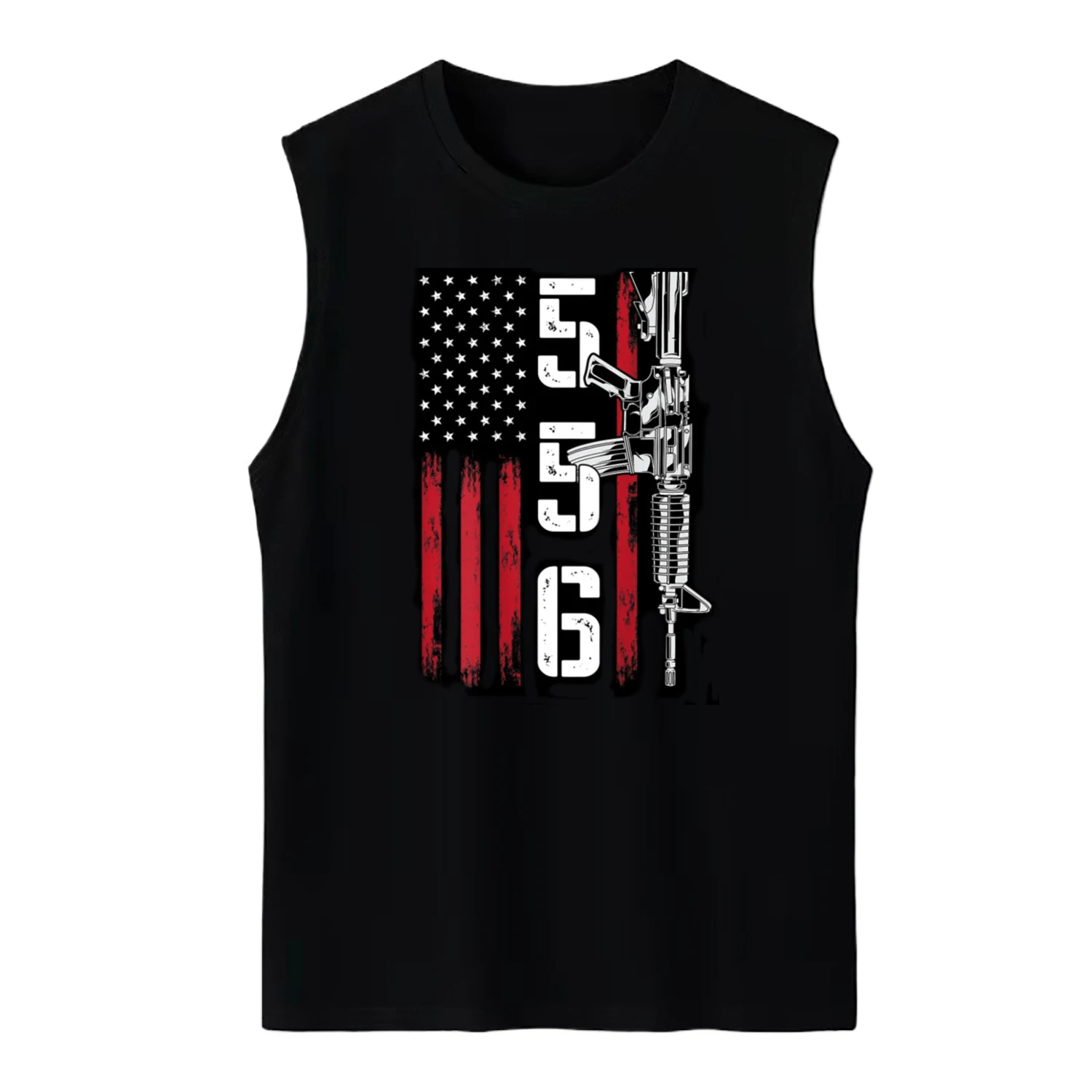 Five Five Six USA Flag AR-15 Rifle Gun Owner Tanktop 100% Cotton O-Neck Summer Casual Mens Vest Sleeveless T-shirt Streetwear