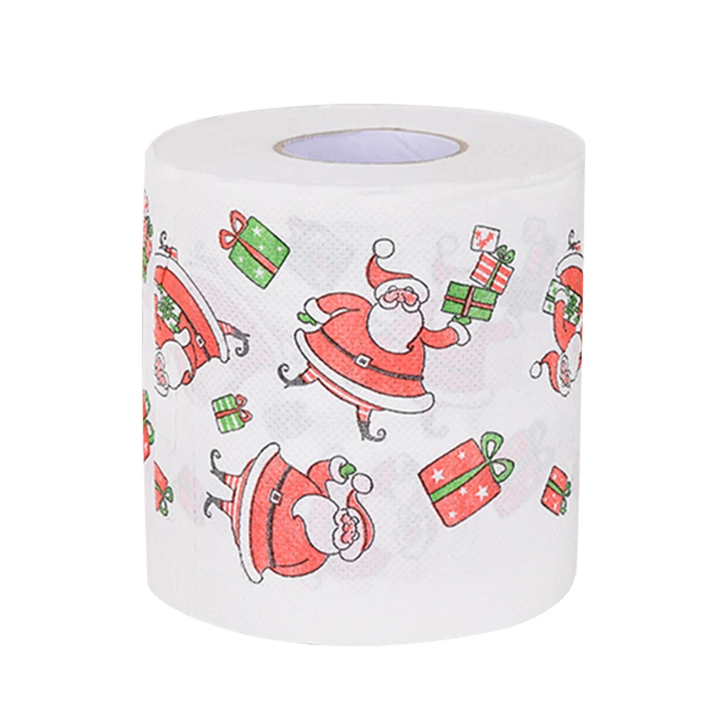 Wood Pulp Toilet Paper Christmas Theme Printed Home Bathroom Toilet Roll Paper Towel Tissue Christmas Gift Box