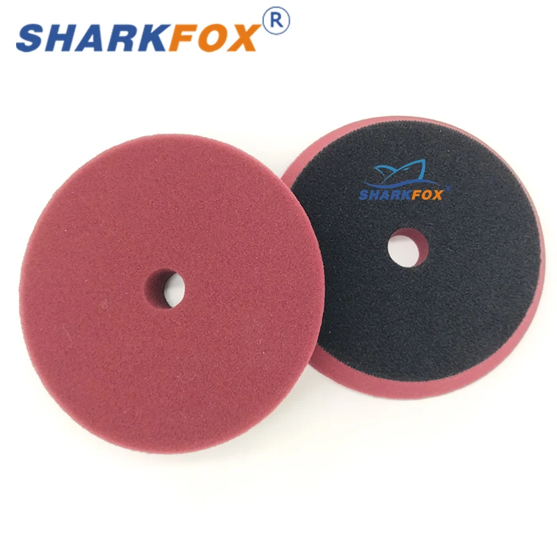 Sharkfox 5Inch(125mm) Car Sponge Buffing Polishing Pad Flat Polish Pad with Hook&Loop Removes Scratche For Polishing/Waxing