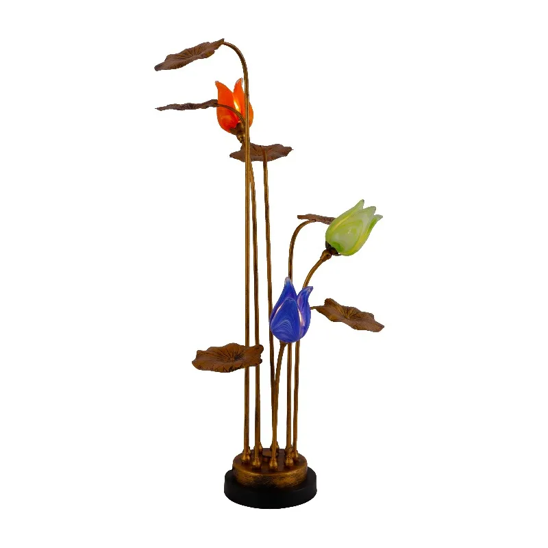 

Hand glazed lotus, Nordic style pastoral, desk lamp household electric, tulip lamp