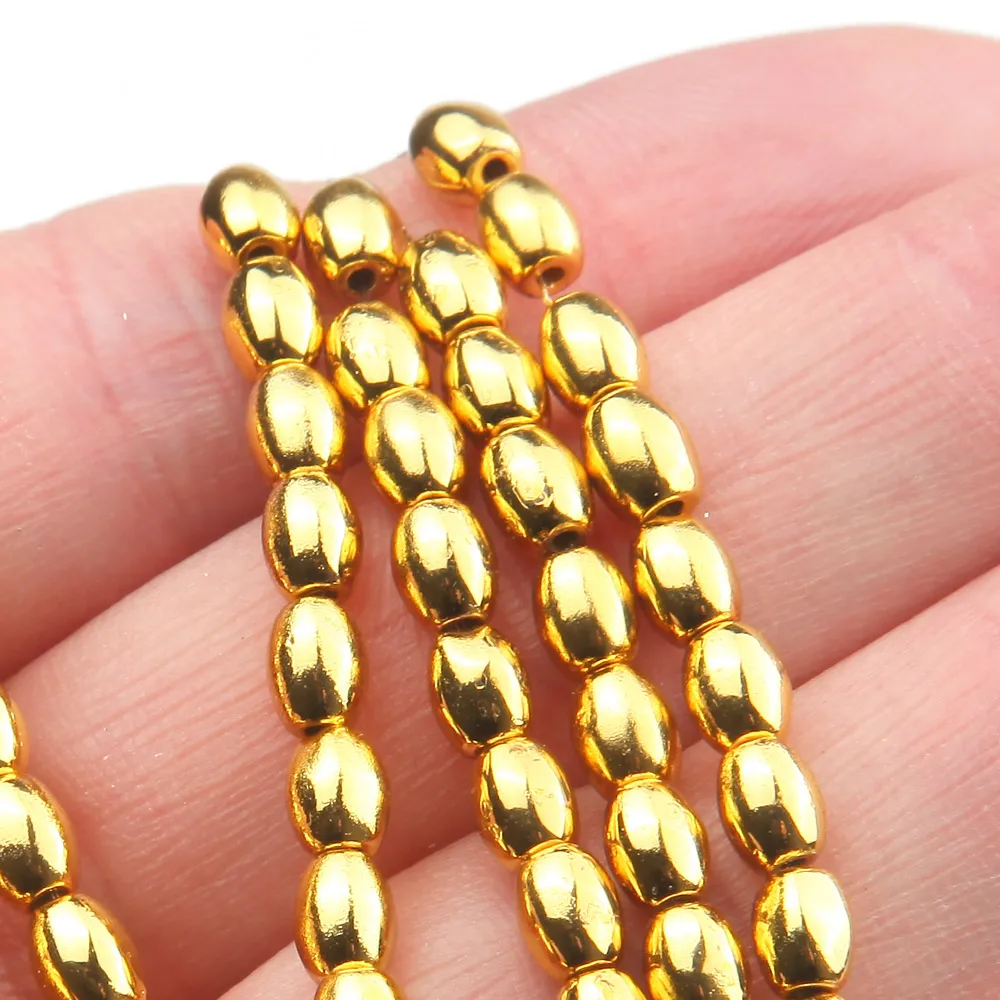 oval Hematite Gold Plated Beads Spacer Beads for Jewelry Making Bracelet Diy Handmade Necklace Findings Accessories wholesale