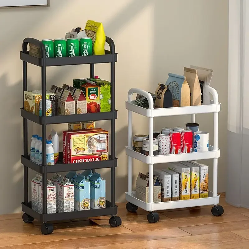 Multi Functional Mobile Storage Rack Handcart with Wheels Storage Cart Household Bedroom Multi-layer Storage Home Accessories