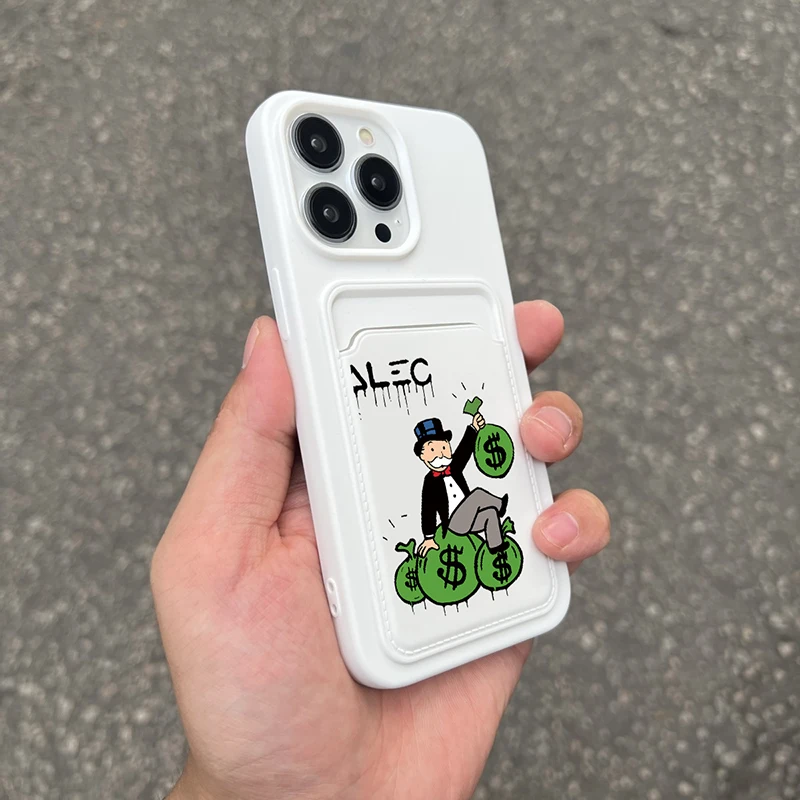 Ins Luxury Dollar MonopolyS Wallet Card Phone Case For iPhone14 Pro Max 11 12Mini 13 Pro XS Max XR 7 8 Plus Silicone Back Cover