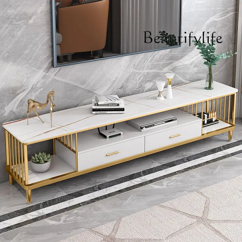 

Nordic household rock slab TV cabinet hotel with drawers audio-visual small apartment living room TV cabinet coffee table
