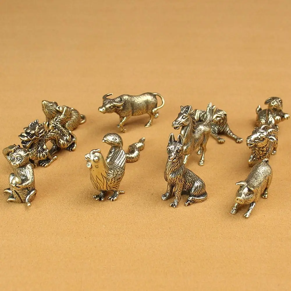 High Quality Chinese Bull Ornament Sculpture Animals Statue Ornament Copper Miniatures Figurines Pure Copper Desk Decoration