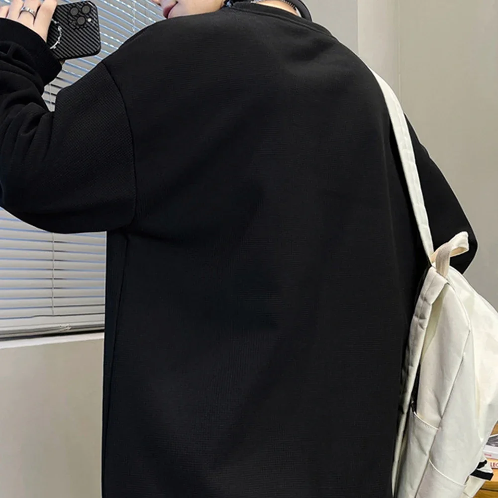 

Apricot Men Sweatshirt Solid Color Top Men Spring Autumn Spring Autumn Wear Regular Length Slight Stretch Fabric Solid Color