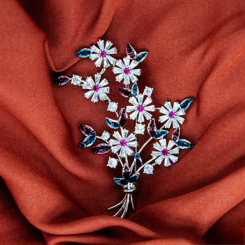 

Модная брошь в виде букета цветов со стразами и кристаллами в виде листьев, дизайнерские булавки для женщин и мужчин, костюмы, костюмы на день рождения, Рождество, ювелирные изделия, подарки