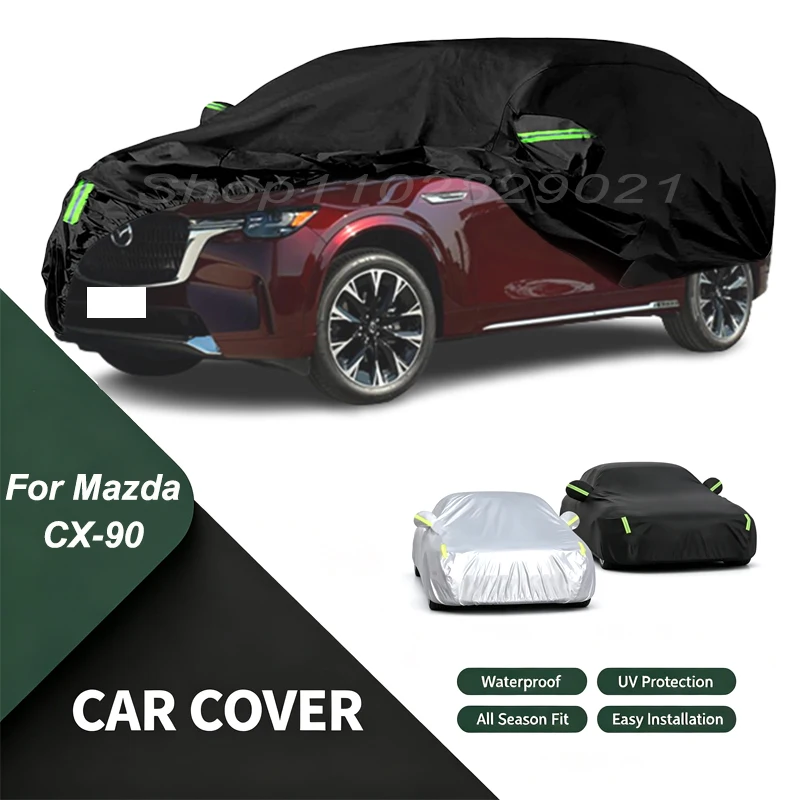 Car Cover For Mazda CX-90 Waterproof Dustproof Outdoor Protection, UV Snow Sun Resistant Auto Exterior Cover Car Sunshade