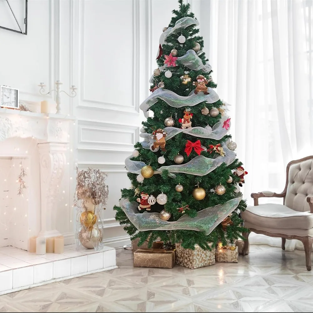 

6-Foot Hinged Artificial Pine Tree with Metal Stand and 800 Branch Tips for Outdoor and Indoor Green Christmas Decorations