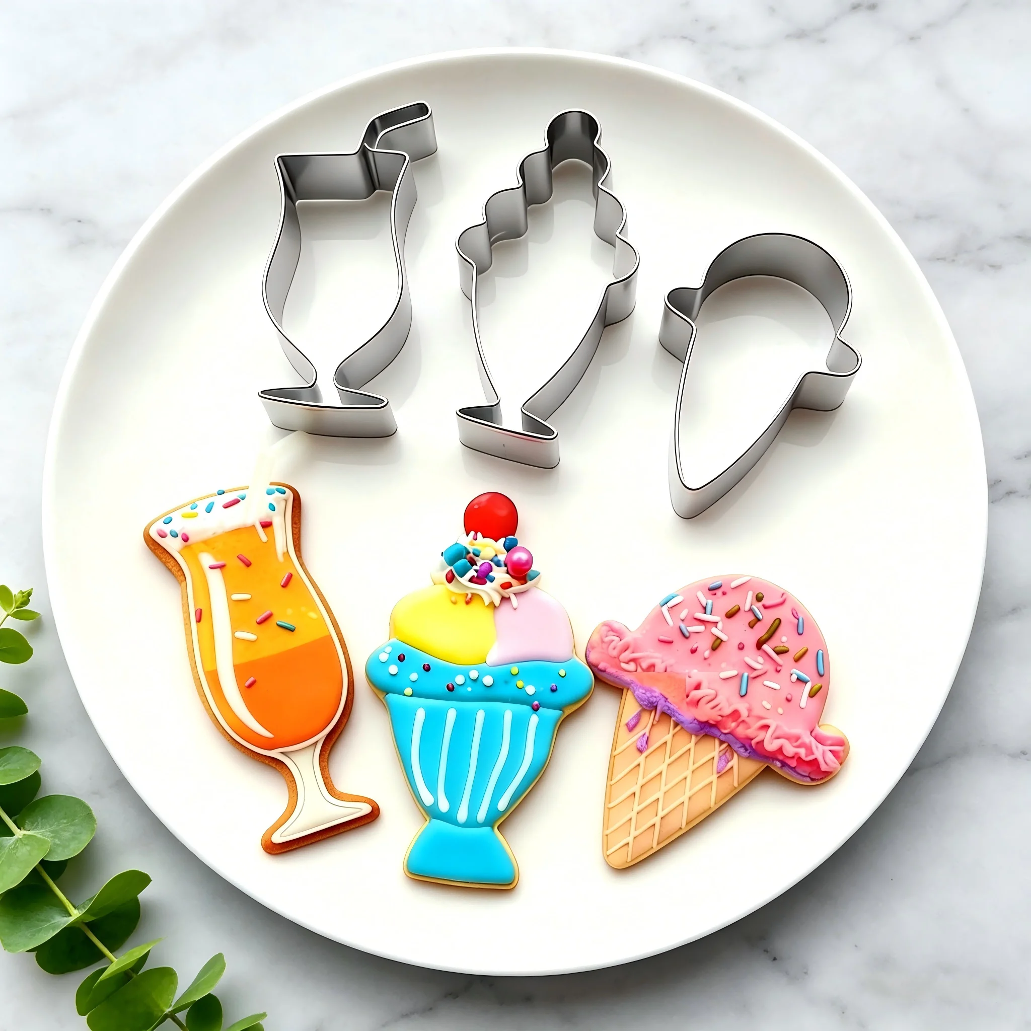 3-teiliges Eiscreme-Kekse-Formen-Set, Lebensmittelqualität Edelstahl, Sommerförmige Formen, Antihaftbeschichtung, leicht zu entformen für das Backen zu Hause im Urlaub.