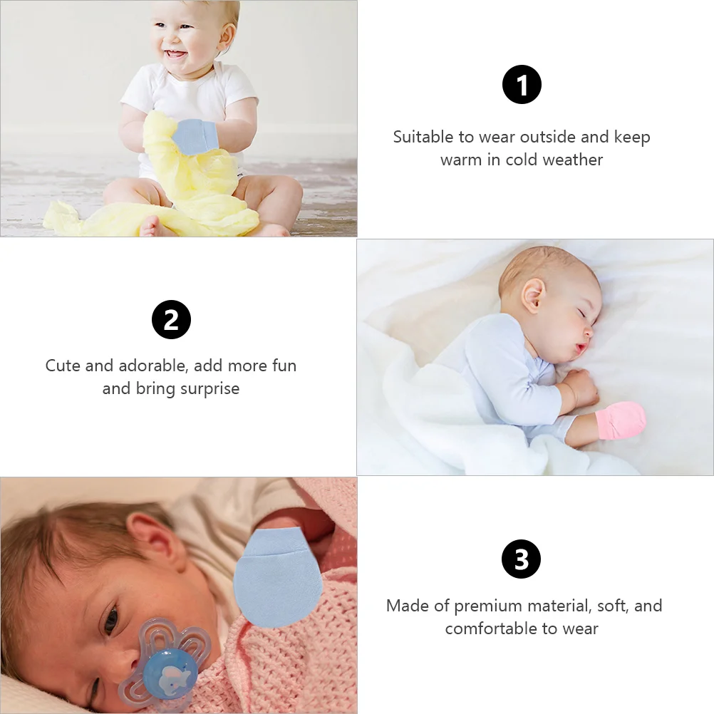 1 مجموعة قبعة وقفازات مجموعة قبعة قبعة قطنية قبعة متماسكة دافئة لمدة 0-3 أشهر قفازات مضادة للخدش الشتاء