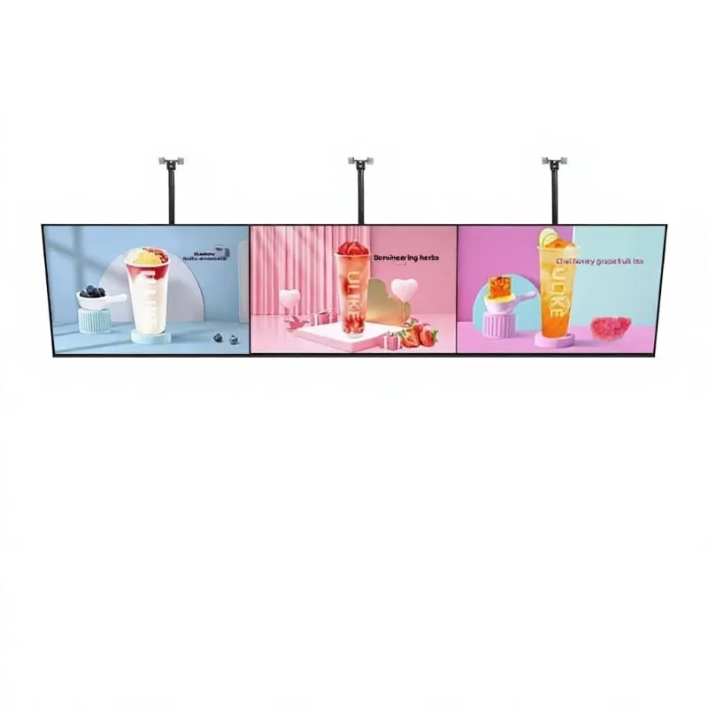 Custom 32-inch LED commercial display hanging wall-mounted ultra-high-definition 43/55-inch supermarket milk tea bar