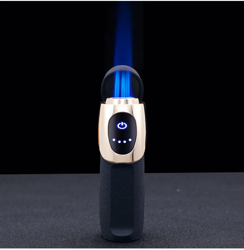 Jobon Direct Injection Three Flame Blue Flame Lighter Charging Gas Mixed Lighter Touch Sensing Electric Quantity Display Tools