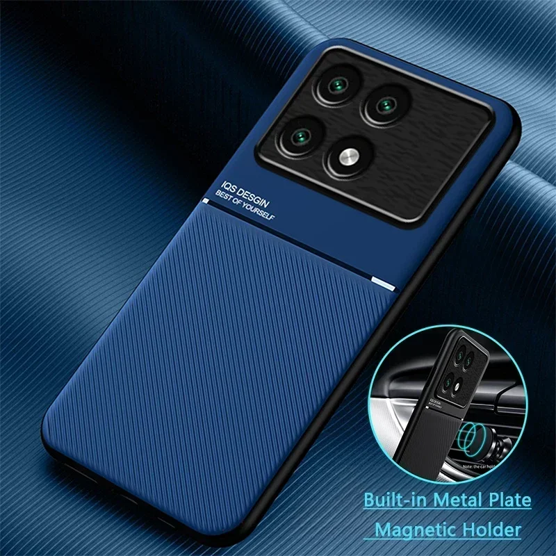 For Poco X6 Pro 5G Case Car Magnetic Holder Leather Phone Cases for Poko Little X6 X 6 Pro X6pro Pocox6pro Soft Frame Back Cover