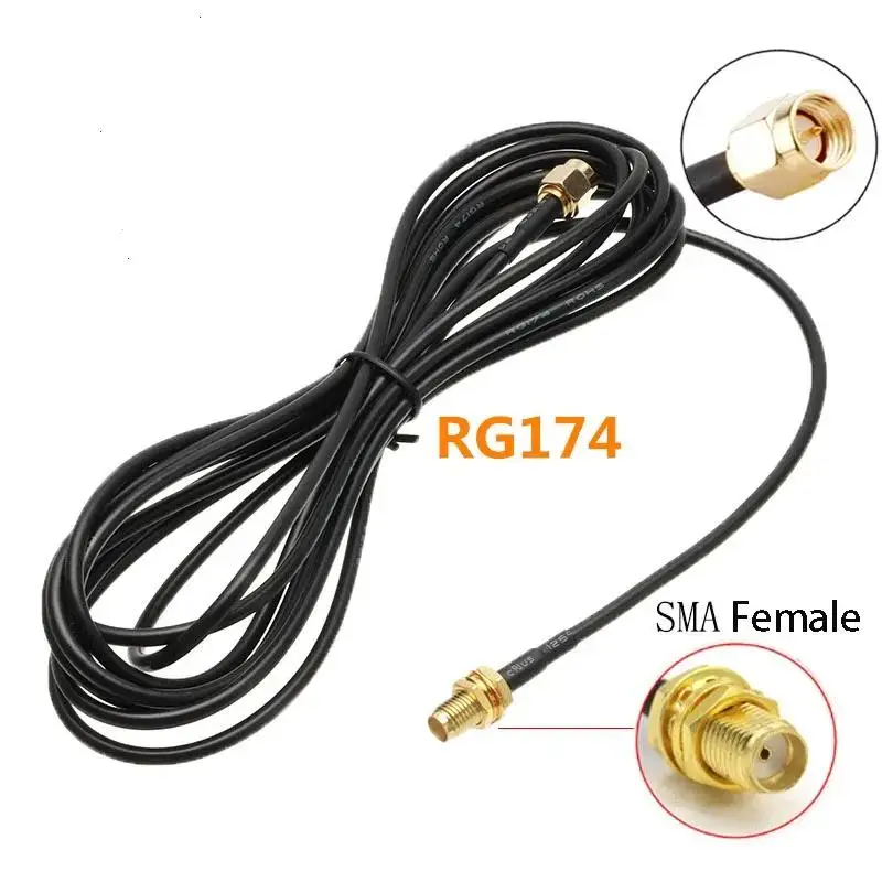 1 Piece 5m RF Extend Cable Converter Cord Copper Feeder Wire SMA To SMA Connector RG174 Router Antenna Extention Cable