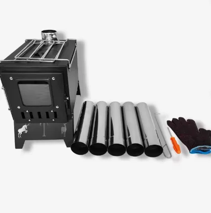 Gold Titanium Alloy Multi-Glass Detachable Portable Folding Wood-Burning Stove Stylish Outdoor Style Bag Picnics Camping 15L