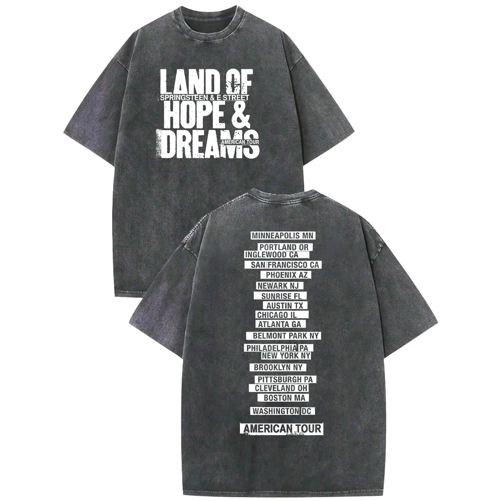 Bruce Springsteen & E Street Band World Tour 2026 Washed Cotton T-shirt Vintage Summer O-Neck Short Sleeve T Shirt