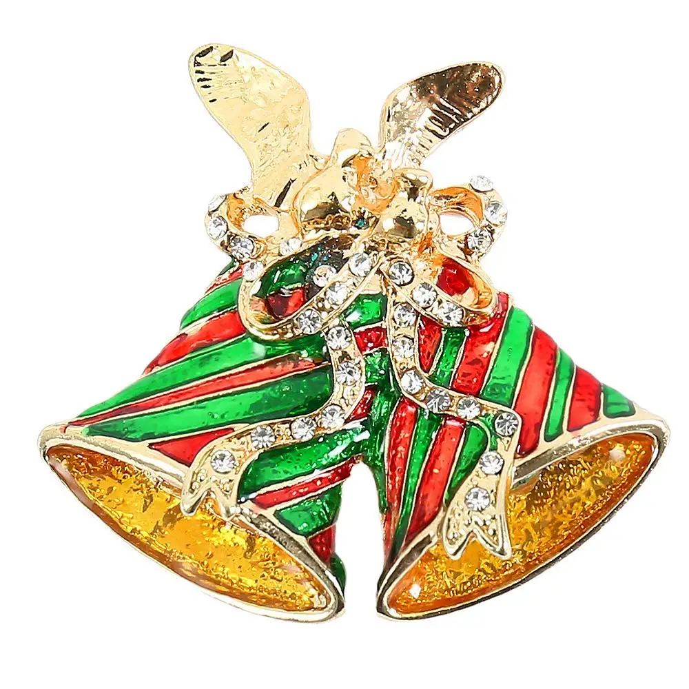 Broche de Cloche de Noël en Clip, Écharpes Recouvertes de Strass, réinitialisation de Châle, Ornement Jupostal