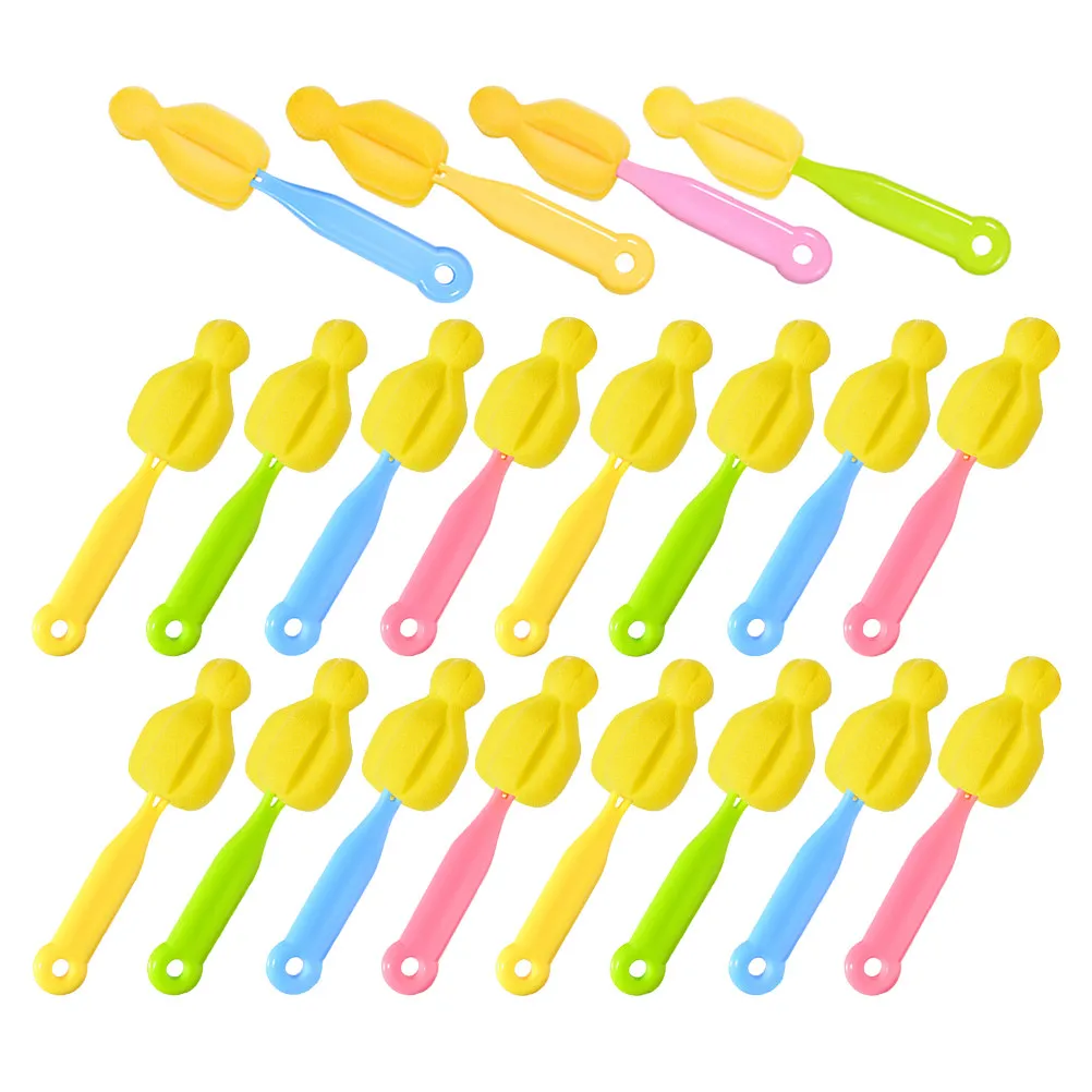 20Pcs Baby Bottle Nipple Cleaning Brush Soft Sponge Milk Bottle Scrubber Cleaner for Baby Feeding Accessories Portable Compact