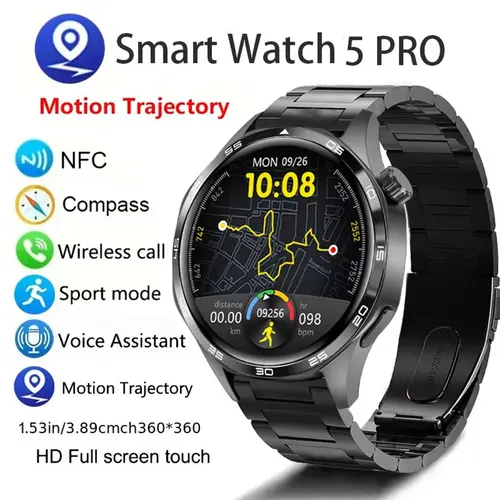 Reloj 5 PRO reloj inteligente para hombres 5 pantalla AMOLED HD Bluetooth llamada GPS trayectoria NFC brújula de ritmo cardíaco relojes inteligentes 2024 nuevo