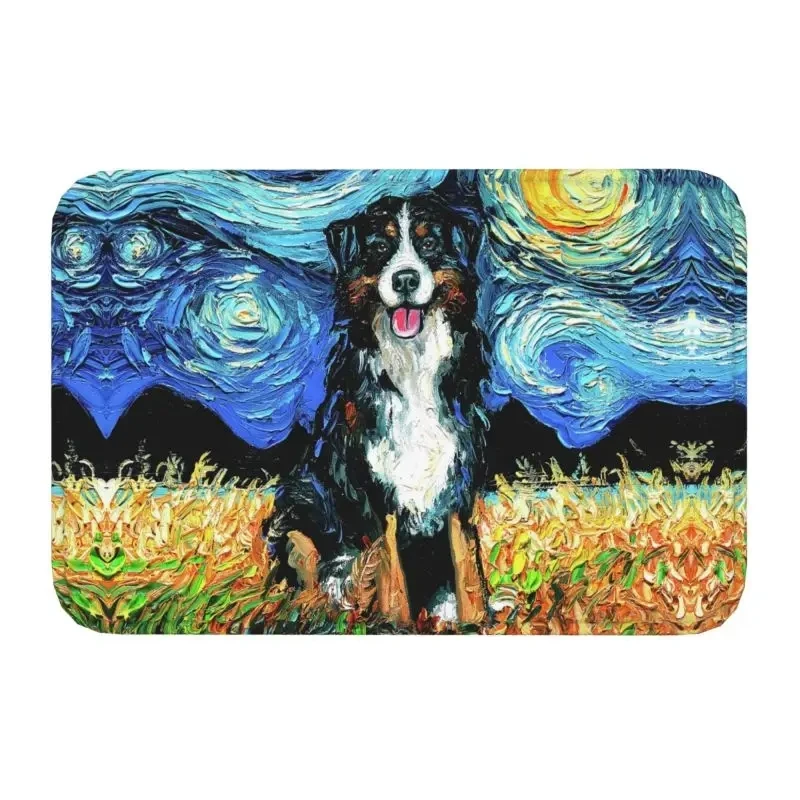 Starry Night Wire Fox Terrier Doormat Non-Slip Bath Kitchen Mat Bedroom Balcony Door Floor Entrance Carpet Rug